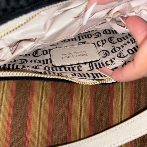 JUICY COUTURE BLACK/TAN VELVET SADDLEBAG/ HANDBAG‼️ - Picture 3 of 3